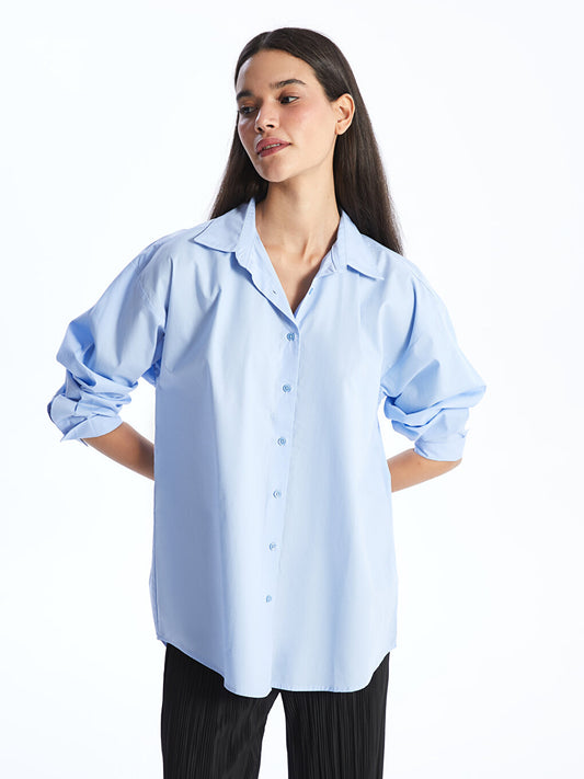 Plain Long Sleeve Poplin Women's Shirt