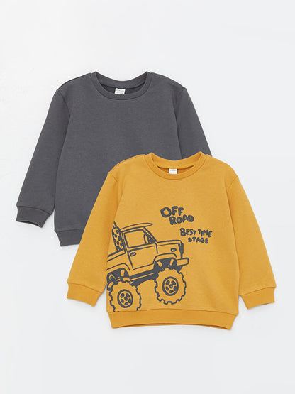 Printed Long Sleeve Baby Boy Sweatshirt 2-pack