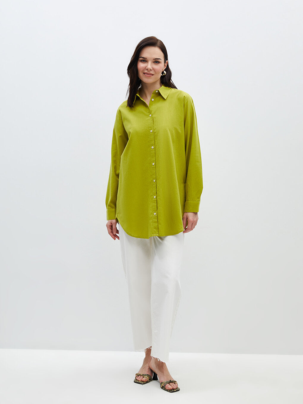 Plain Long Sleeve Women's Shirt Tunic