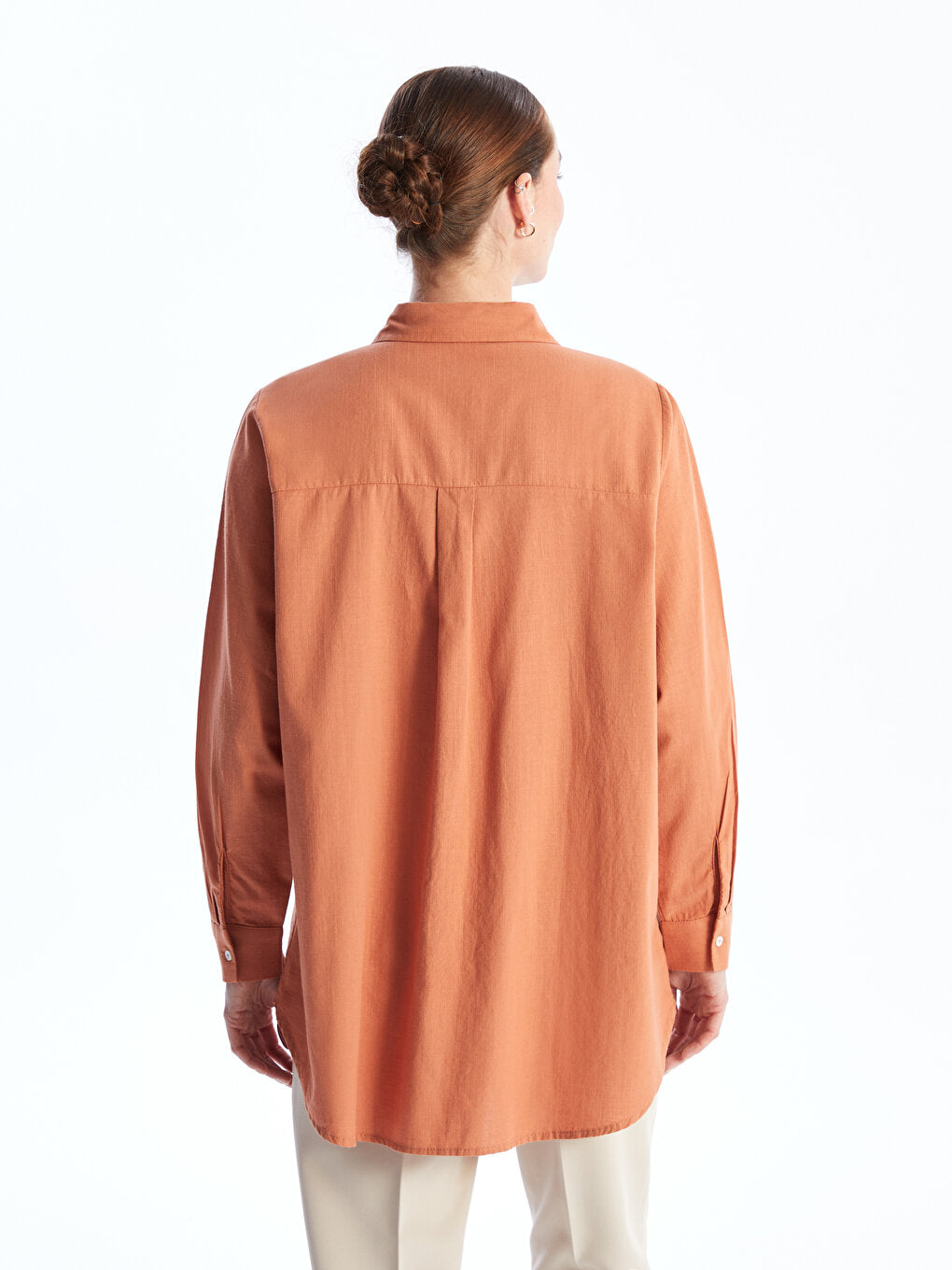 Plain Long Sleeve Women's Shirt Tunic