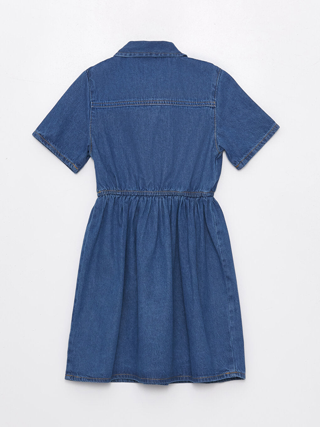 Short Sleeve Girl's Jean Shirt Dress