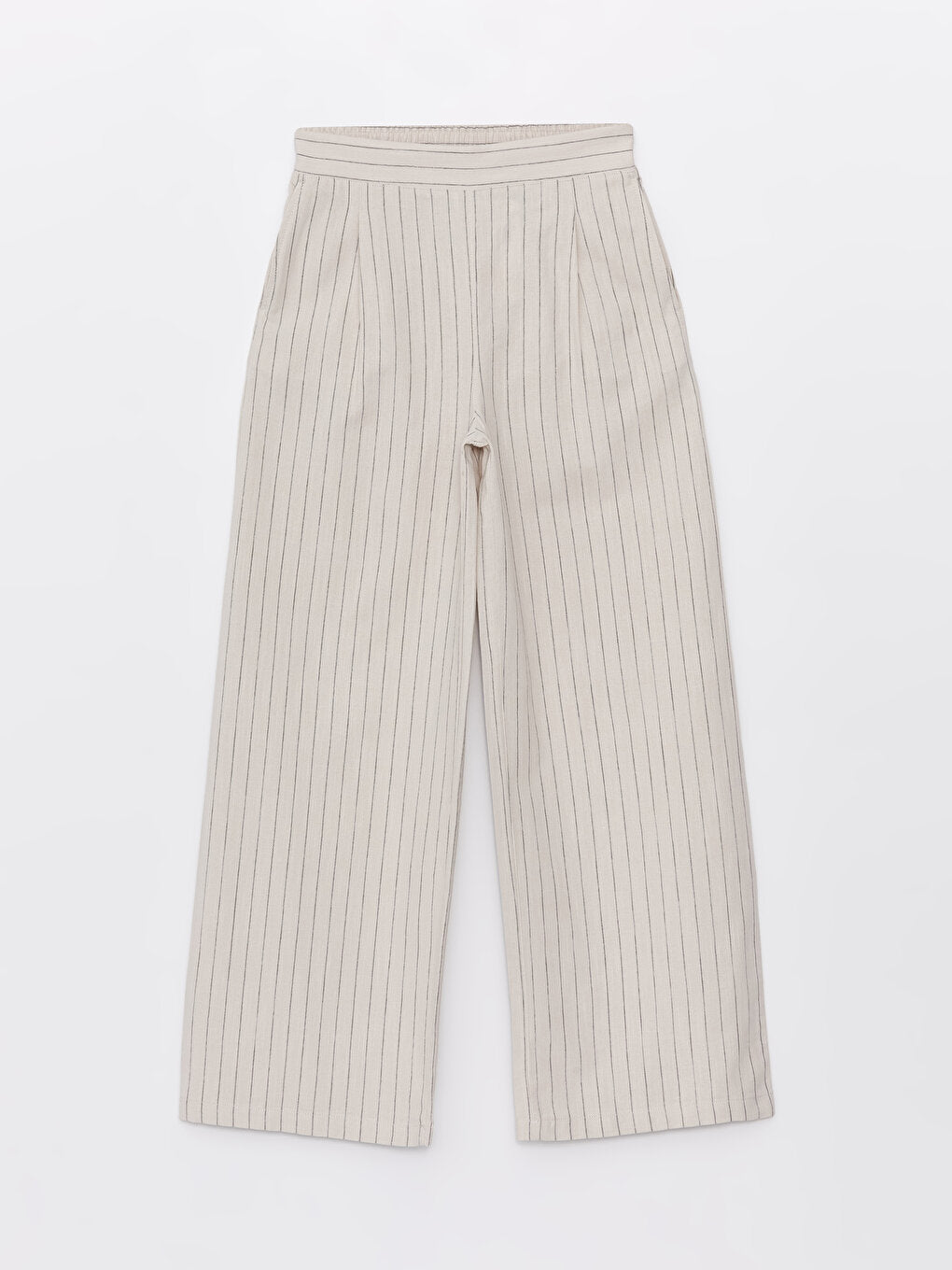 Comfortable Fit Striped Linen Blend Women's Trousers