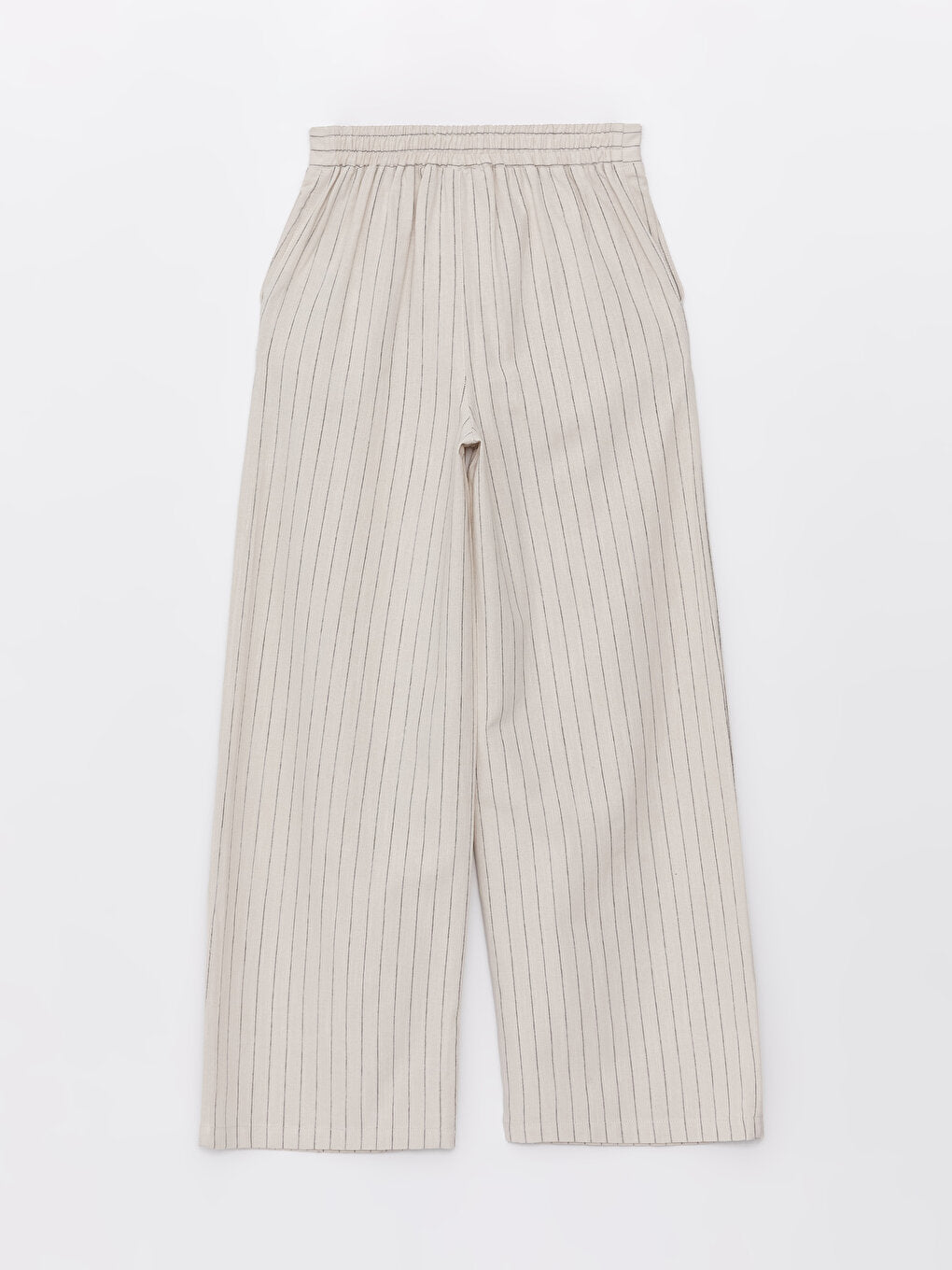 Comfortable Fit Striped Linen Blend Women's Trousers