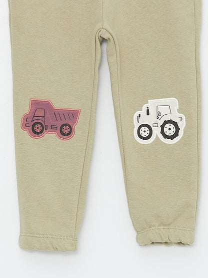 Embroidered Baby Boy Jogger Sweatpants with Elastic Waist