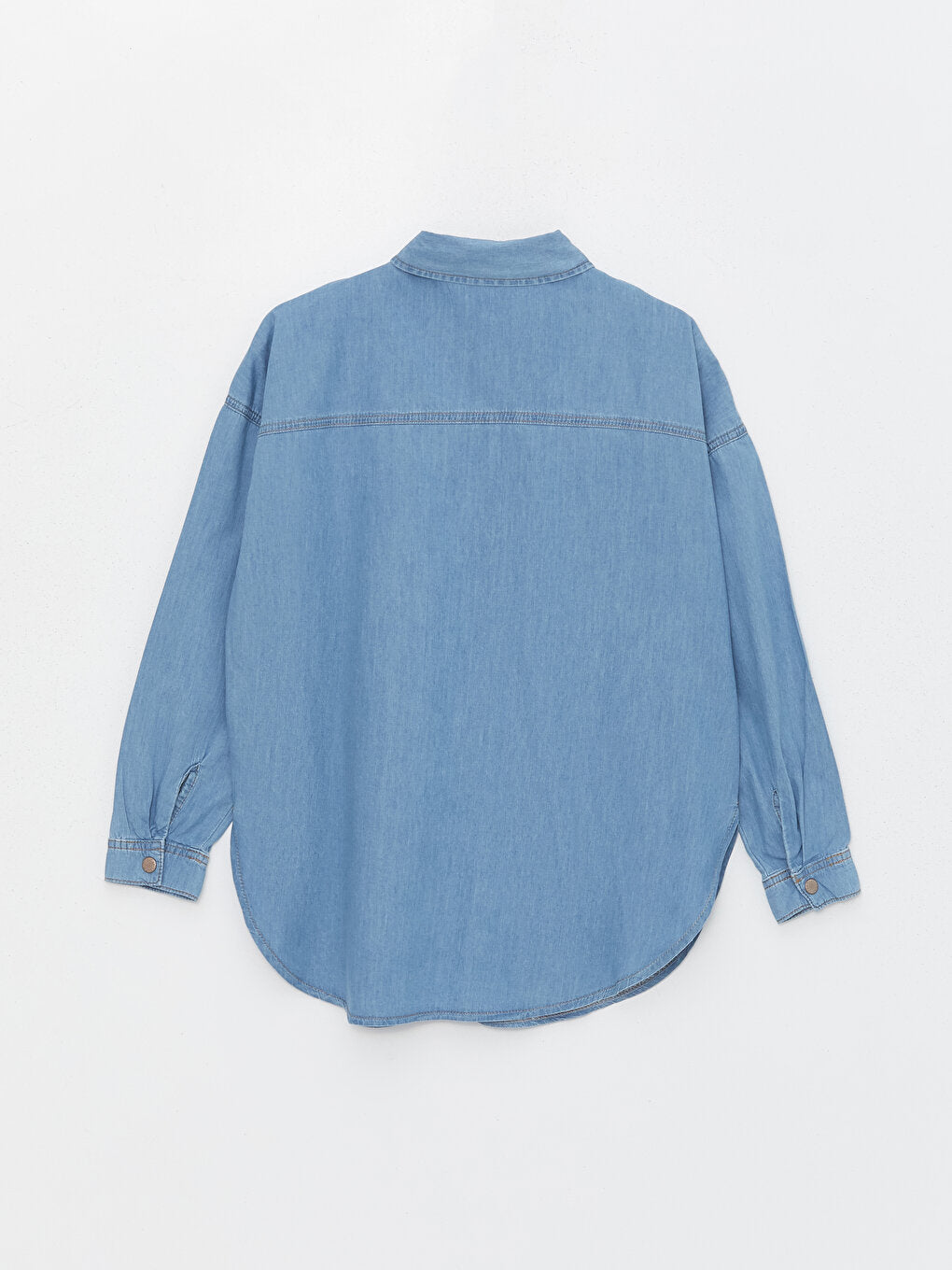 Plain Long Sleeve Oversize Women's Jean Shirt