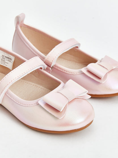 Girls' Ballerinas with Velcro and Bow Detail