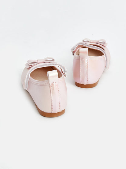 Girls' Ballerinas with Velcro and Bow Detail