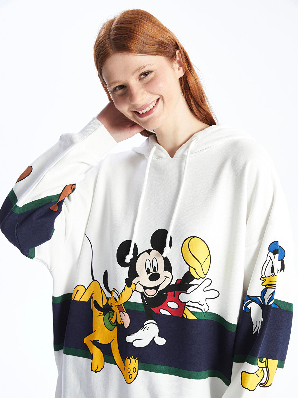 Mickey Mouse and Friends Printed Long Sleeve Oversize Women's Hoodie