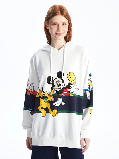 Mickey Mouse and Friends Printed Long Sleeve Oversize Women's Hoodie