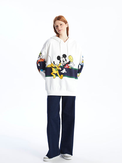 Mickey Mouse and Friends Printed Long Sleeve Oversize Women's Hoodie