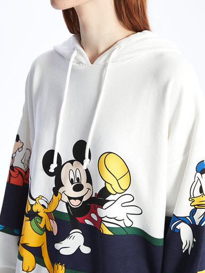 Mickey Mouse and Friends Printed Long Sleeve Oversize Women's Hoodie