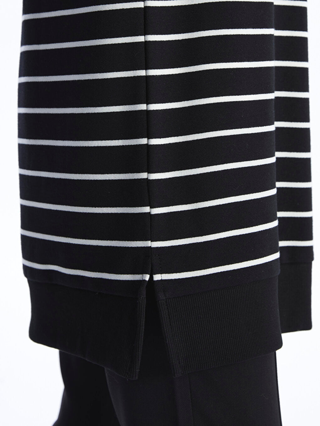 Crew Neck Striped Long Sleeve Oversize Women's Tunic