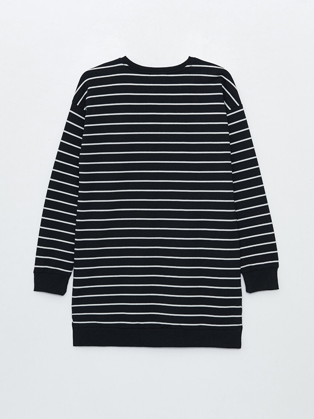 Crew Neck Striped Long Sleeve Oversize Women's Tunic