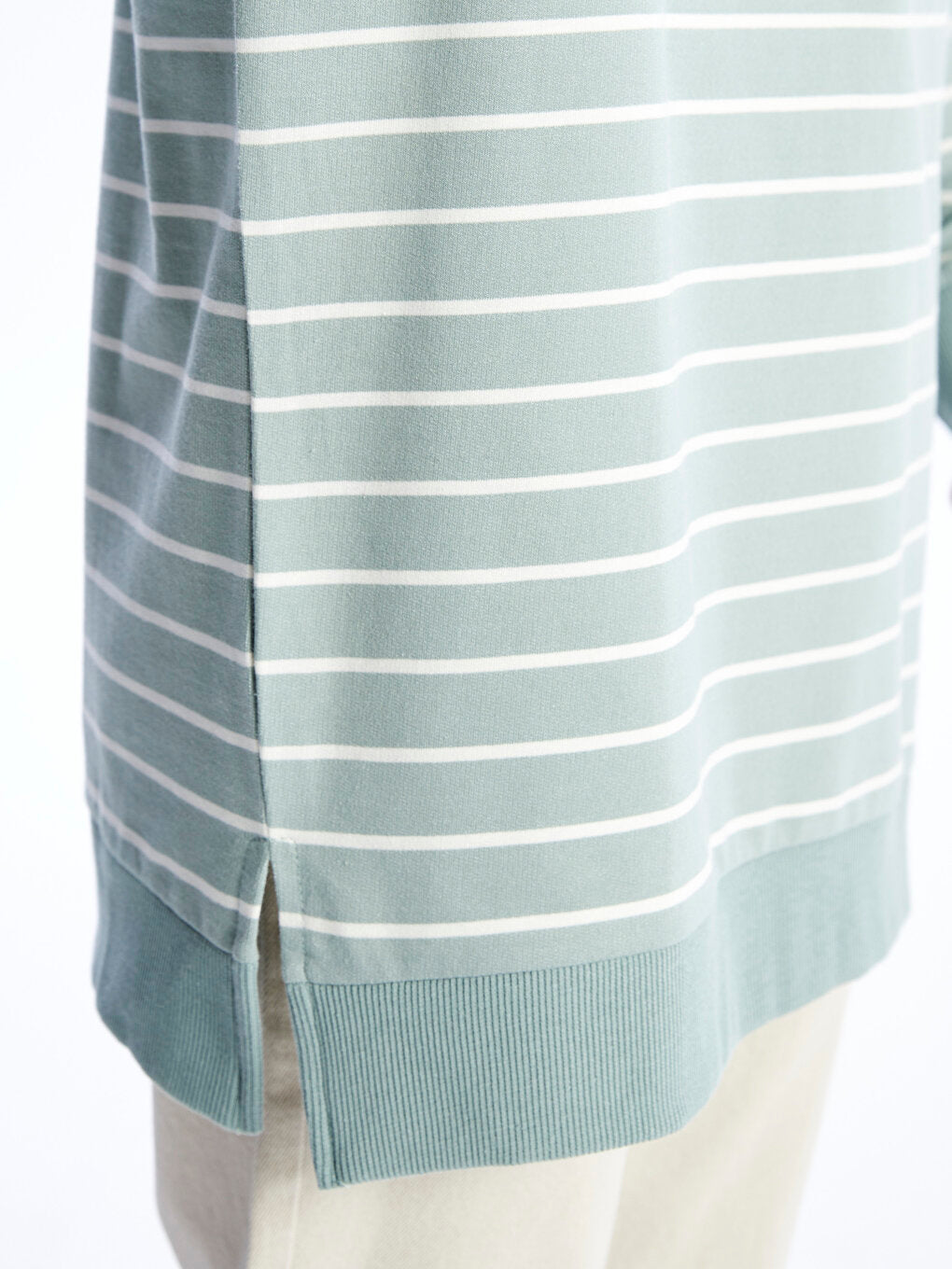 Crew Neck Striped Long Sleeve Oversize Women's Tunic