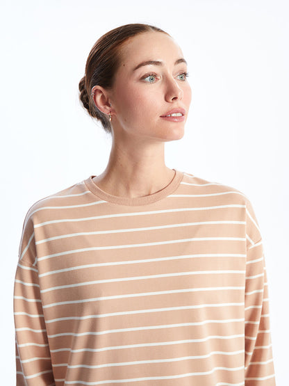 Crew Neck Striped Long Sleeve Oversize Women's Tunic