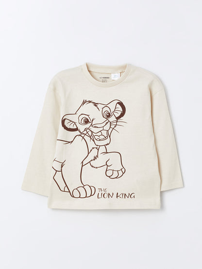 Crew Neck Long Sleeve Lion King Printed Baby Boy Sweatshirt