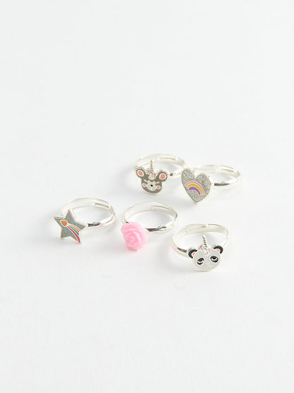 Patterned Girl's Ring Set of 5