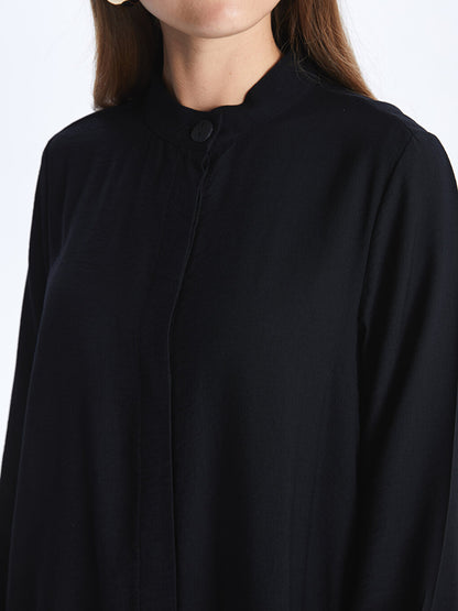 Magnificent Collar Plain Long Sleeve Women's Shirt Tunic