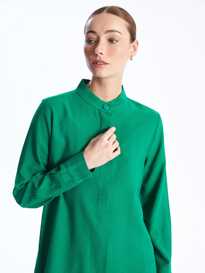 Magnificent Collar Plain Long Sleeve Women's Shirt Tunic