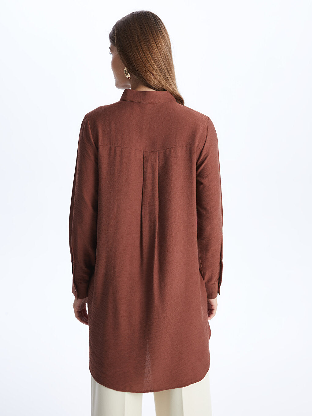 Magnificent Collar Plain Long Sleeve Women's Shirt Tunic