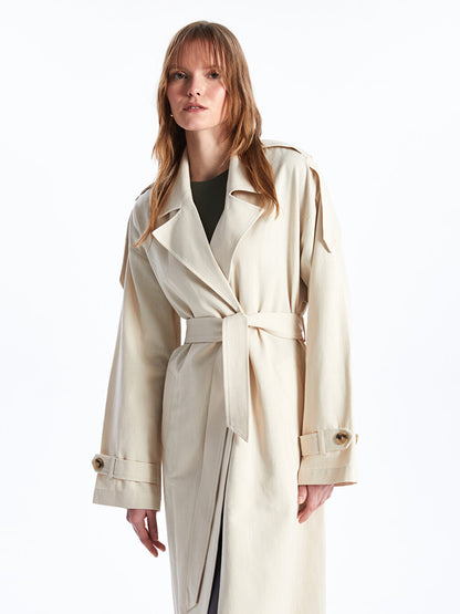 Women's Jacket Collar Plain Trench Coat