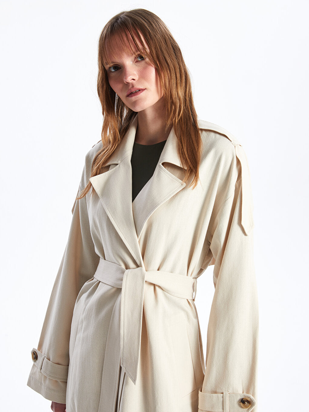 Women's Jacket Collar Plain Trench Coat