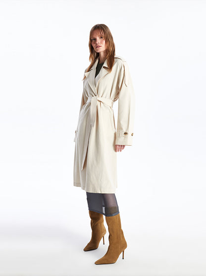 Women's Jacket Collar Plain Trench Coat