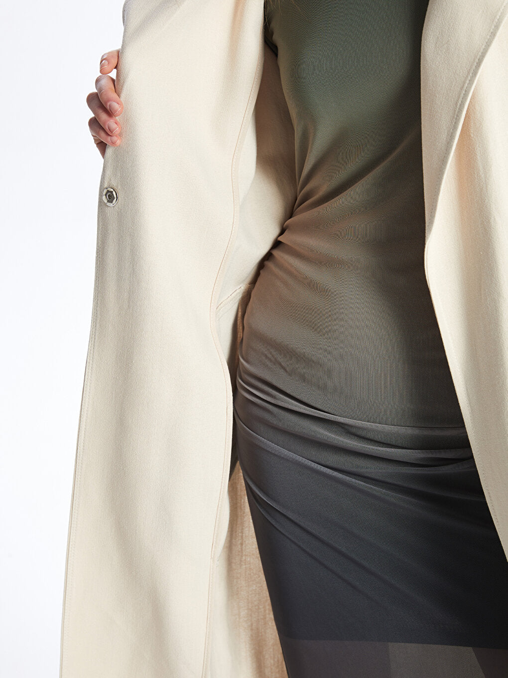 Women's Jacket Collar Plain Trench Coat