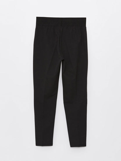 Plain Crepe Women's Trousers with Elastic Waist