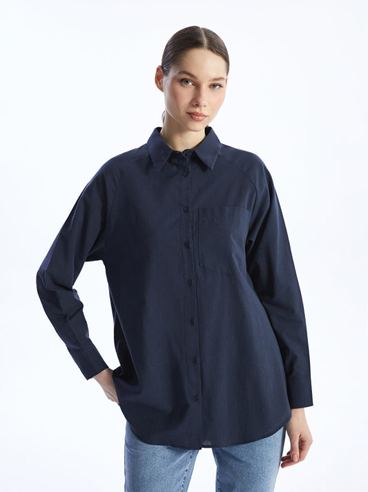 Plain Long Sleeve Oversize Women's Shirt Tunic