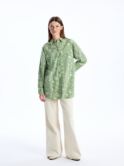 Patterned Long Sleeve Oversize Women's Shirt Tunic