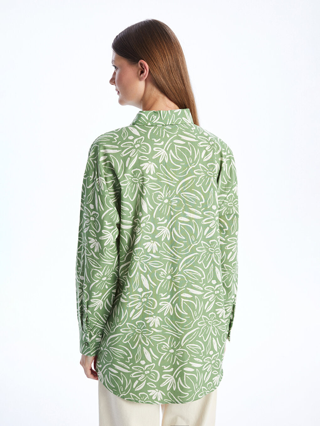 Patterned Long Sleeve Oversize Women's Shirt Tunic