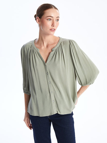 Women's Loose Collar Plain Blouse