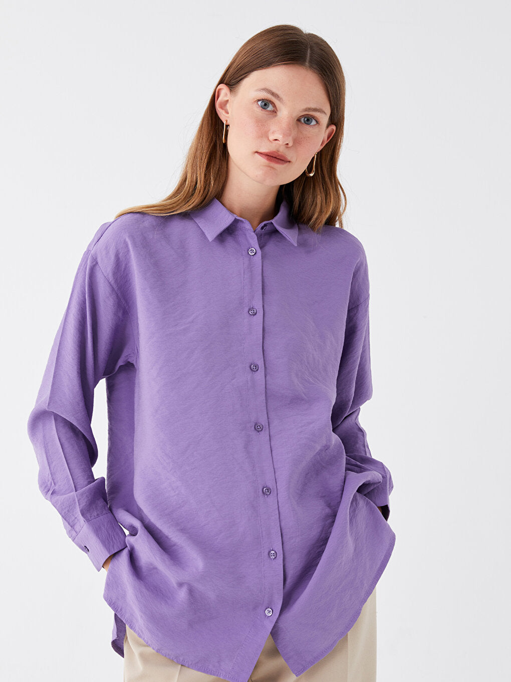 Plain Long Sleeve Oversize Women's Shirt Tunic