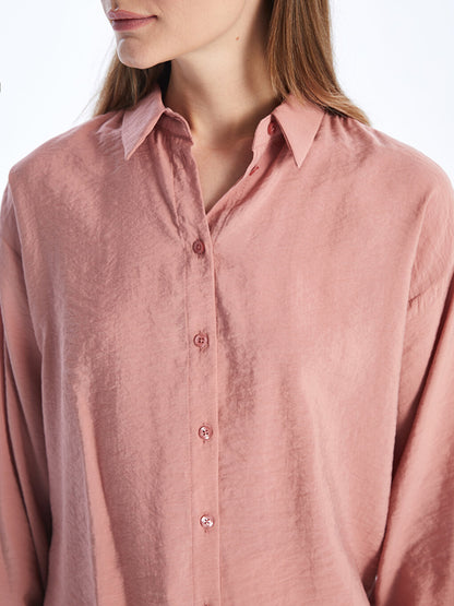 Plain Long Sleeve Oversize Women's Shirt Tunic