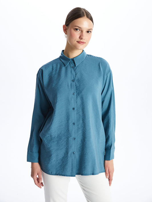 Plain Long Sleeve Oversize Women's Shirt Tunic