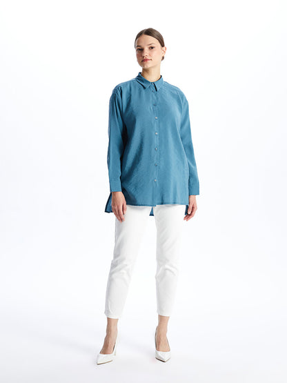 Plain Long Sleeve Oversize Women's Shirt Tunic