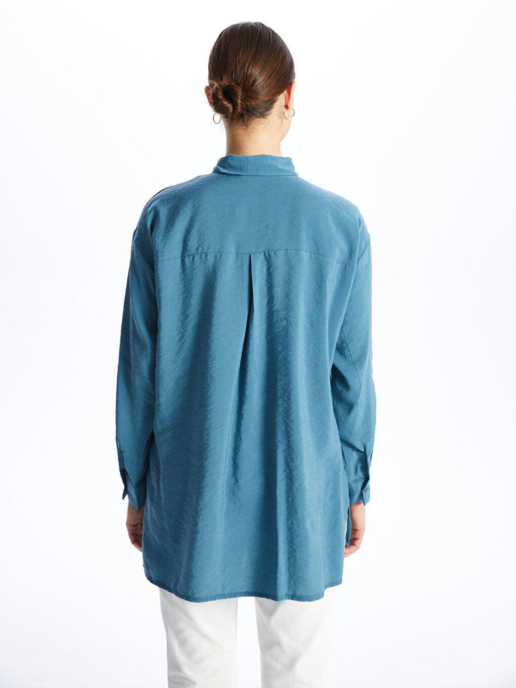 Plain Long Sleeve Oversize Women's Shirt Tunic