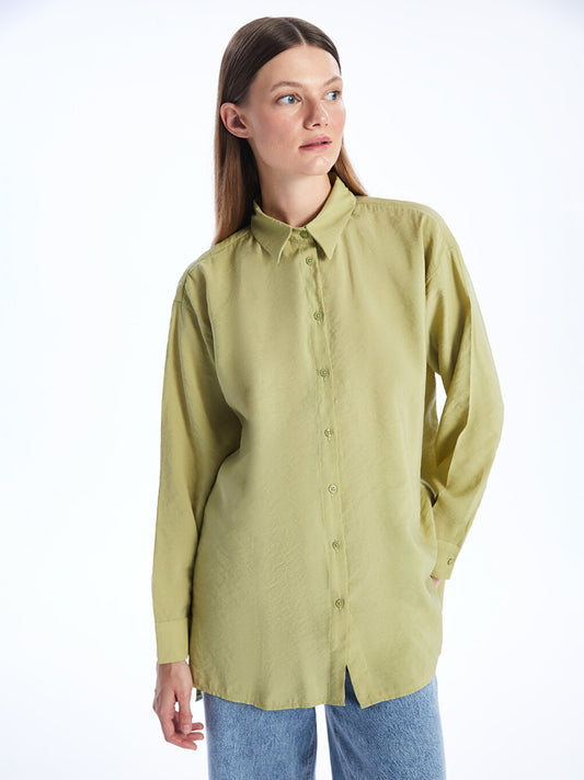 Plain Long Sleeve Oversize Women's Shirt Tunic