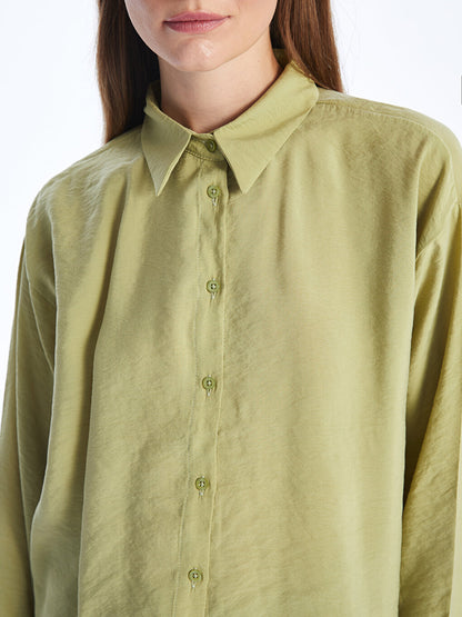 Plain Long Sleeve Oversize Women's Shirt Tunic