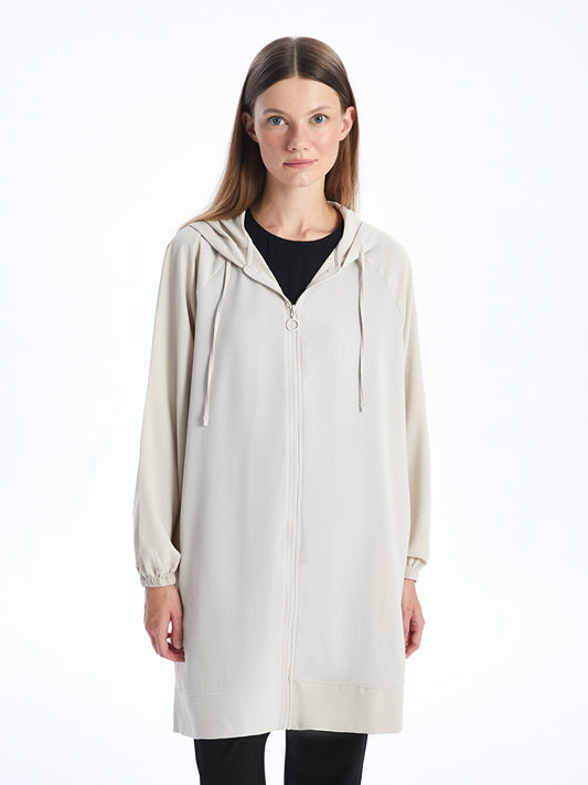 Hooded Plain Long Sleeve Oversize Women's Tunic