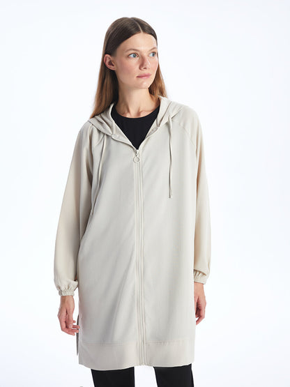 Hooded Plain Long Sleeve Oversize Women's Tunic