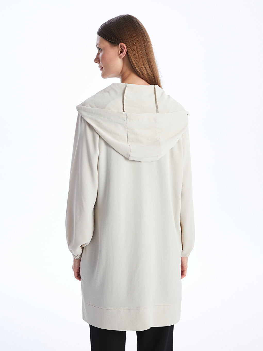 Hooded Plain Long Sleeve Oversize Women's Tunic