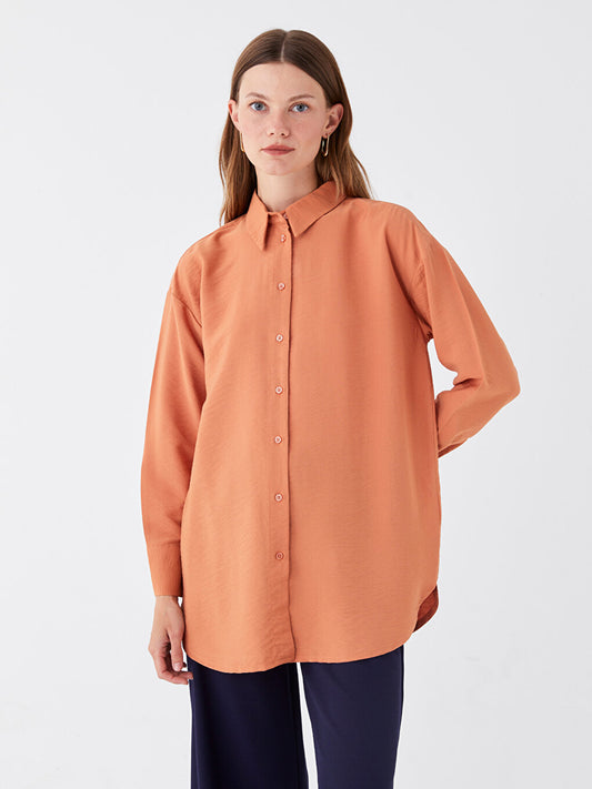 Plain Long Sleeve Oversize Women's Shirt Tunic