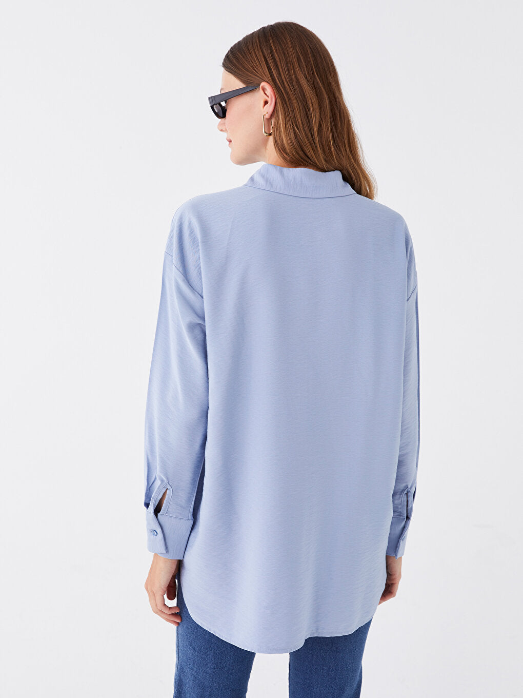 Plain Long Sleeve Oversize Women's Shirt Tunic