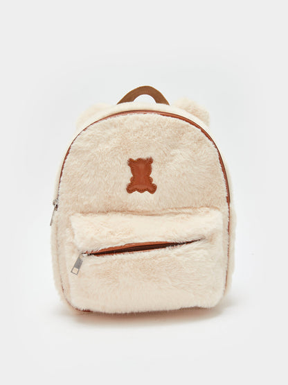 Embroidered Plush Girl's Backpack