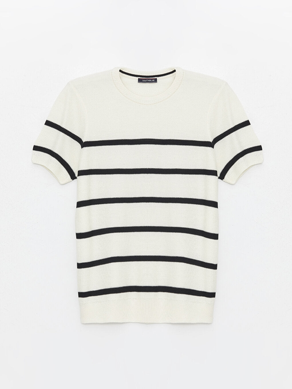 Crew Neck Short Sleeve Striped Men's Knitwear Sweater