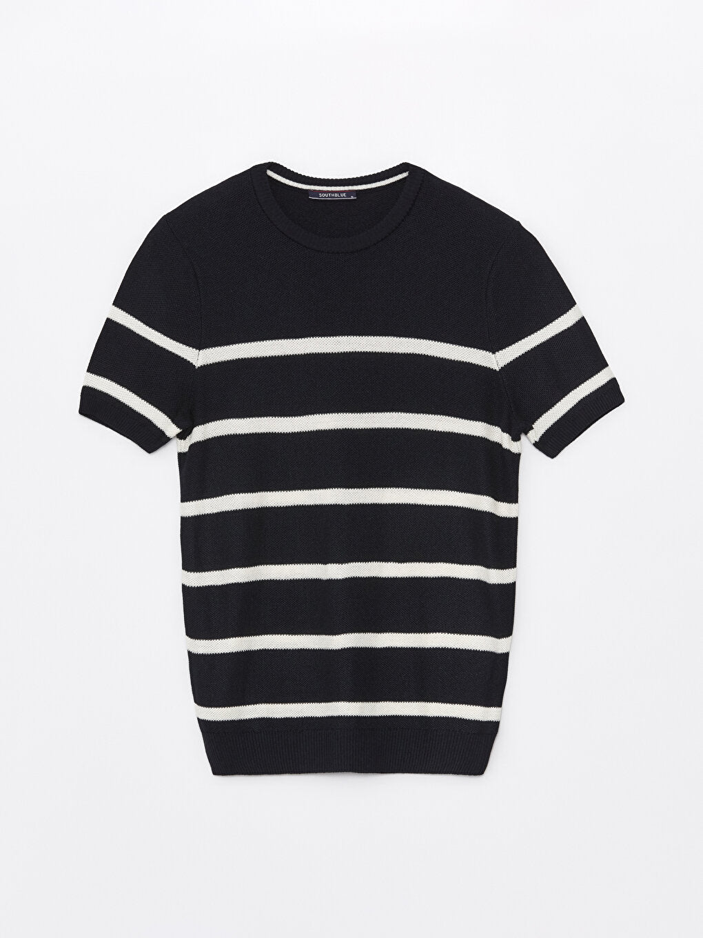 Crew Neck Short Sleeve Striped Men's Knitwear Sweater