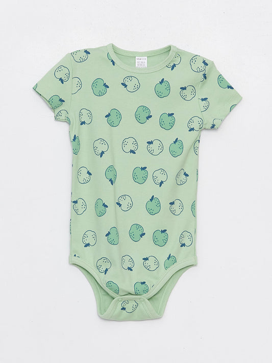 Crew Neck Printed Baby Boy Snap Bodysuit