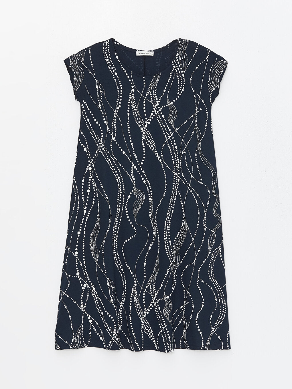 Crew Neck Patterned Short Sleeve Women's Dress